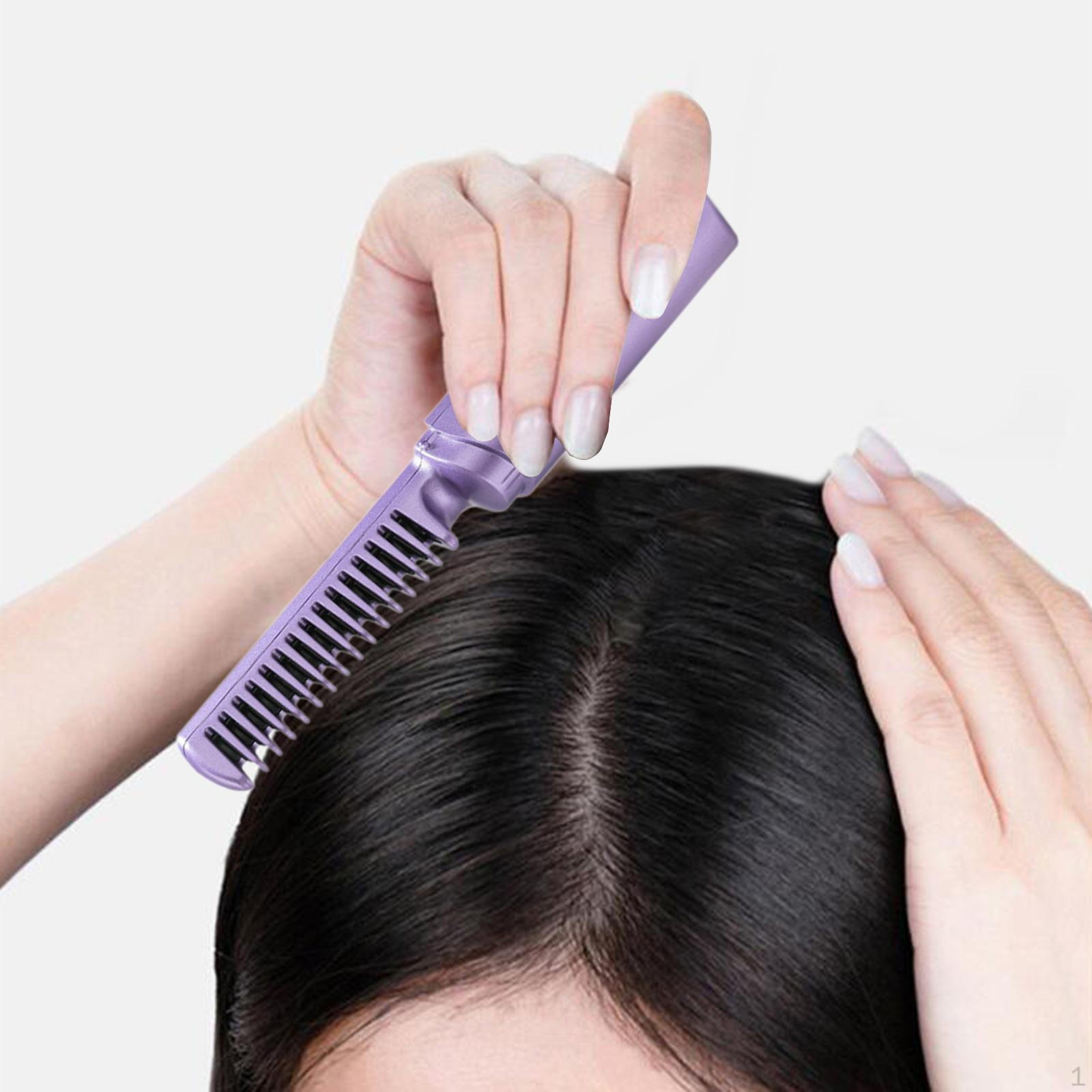 

Выпрямитель для волос, щетка, расческа для выпрямления, защита от ожогов, быстрая укладка с подогревом, дорожная керлинг фиолетовый