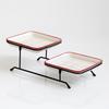 2 Tier Serving Tray Mini Cake Cupcake Stand with Rack for Wedding Buffet Red