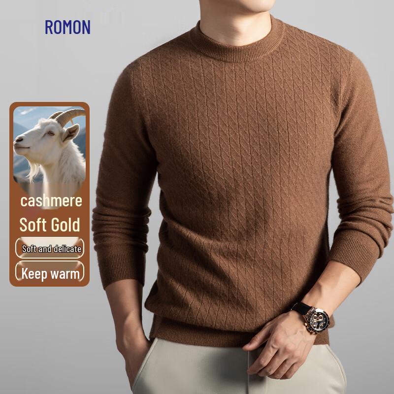 

Luomeng Men s Thick Warm Cashmere Blend Round Neck Sweater M
