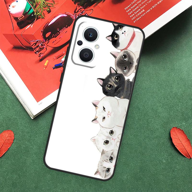 Kawaii Neko Cat Cover For OPPO Reno 5Z 4Z 2Z 8T 4 5 6 8 7 Lite 10 Pro OPPO Find X6 Pro X2 X3 X5 Lite Case