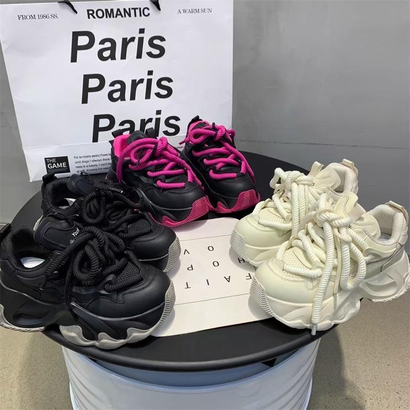 

European muffin bottom locomotive dad shoes ins trendy autumn new heightening fashion fried street casual shoes 40 [Foot length 25cm] червоний
