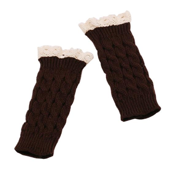 Women Fingerless Lace Gloves Soft Knitted Warm Long Mitten Wrist Warmer Winter Gift