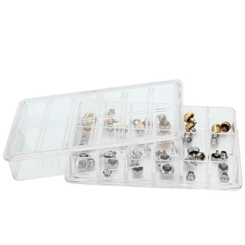 Trendy! 48PCS Watch Crowns Watch Waterproof Replacement Assorted Repair Tools with Box