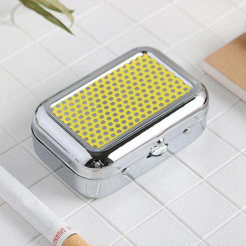 Portable Pocket Ashtray with Lid, Stainless Steel Metal Car Ash Tray, Mini Travel Cigarette Ash Holder for Outdoor Use