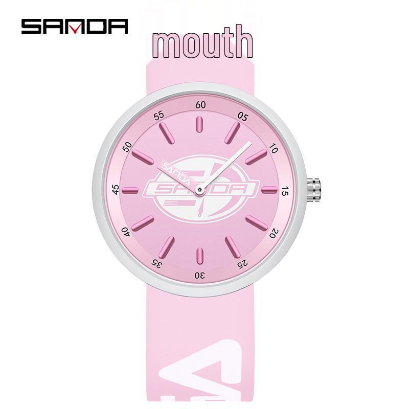 SANDA 3D Silicone Strap Watch: Stylish Unisex Student Wristwatch with Cool, Creative Design.