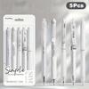 5pcs Ergonomic Retractable Ballpoint Pens | Smooth Writing Experience, Fast-Dry Ink, Medium Tip, Stylish Neutral Design for School & Office Use