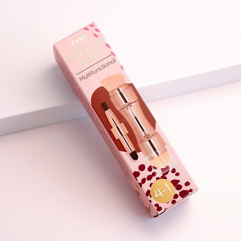 

4 In 1 Makeup Brush Eyeshadow Eye Lip Face Concealing Blush Foundation Brush All In One Retractable Travel Size Makeup Brush one size