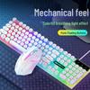 Retro Punk Luminous Gaming Keyboard & Mouse Set with Mechanical Feel - Wired Esports Style