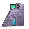 Sliding Camera Cover Armor Case For Samsung Galaxy A07 4G A06 5G Metal Ring Stand TPU Frame Hard Plastic Shockproof Coque Shield