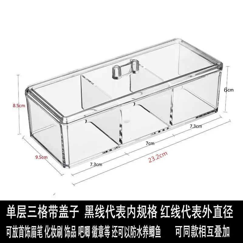 

Cotton Pads Holder Organizer 3-grid Cosmetic Pads Storage Box With Lid Acrylic Makeup Brush Holder Dispenser Transparent Cotton