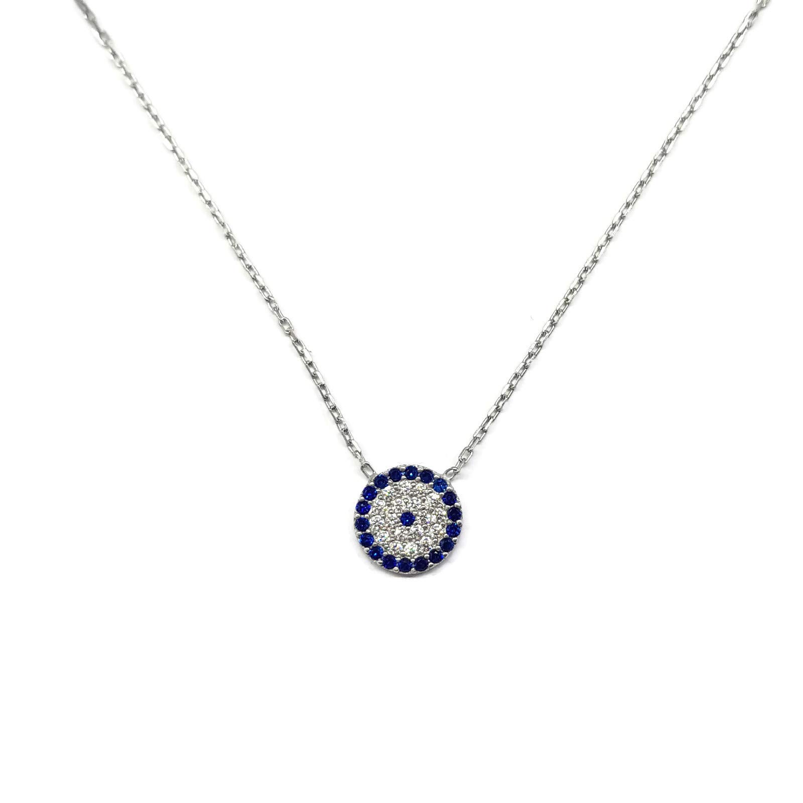 

Mystic Jewels - 925 Sterling Silver Necklace with Turquoise Eye Pendant - Round Cubic Zirconia Silver