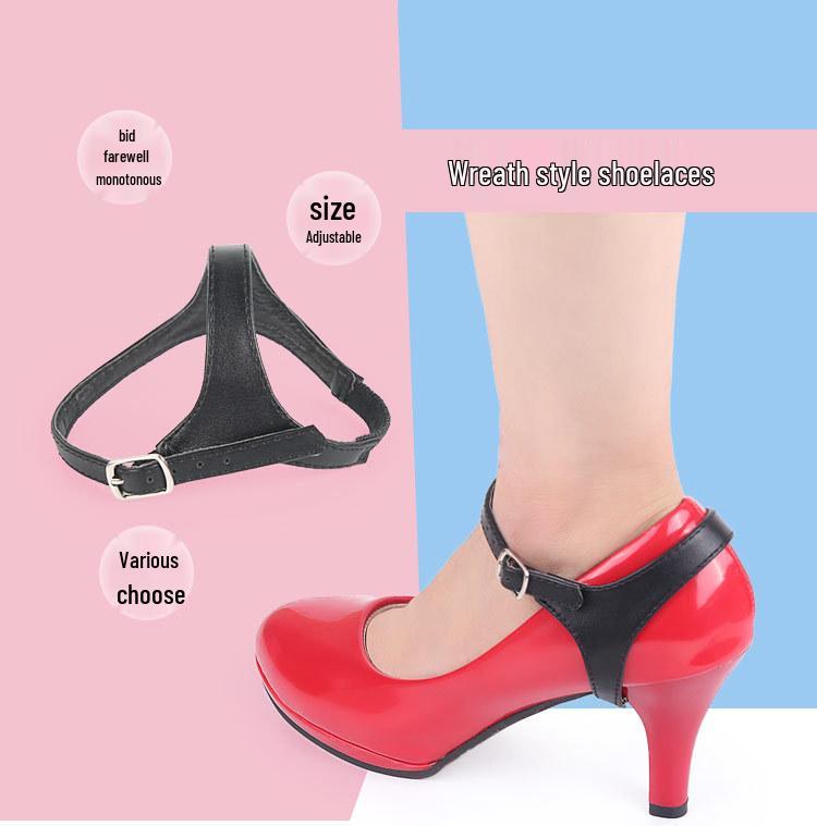 Women's High Heels with Anti-Drop Leather Straps and Shoelace Buckle