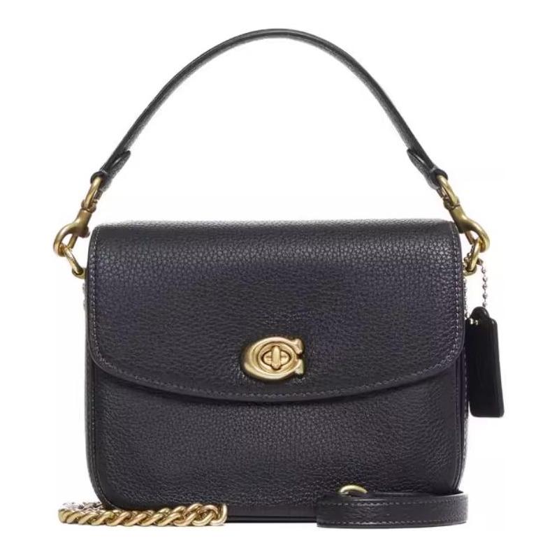 

COACH Cassie 19 Logo Detachable Chain Top Handle Cowhide Shoulder Crossbody Tote Small Women s Black чорний