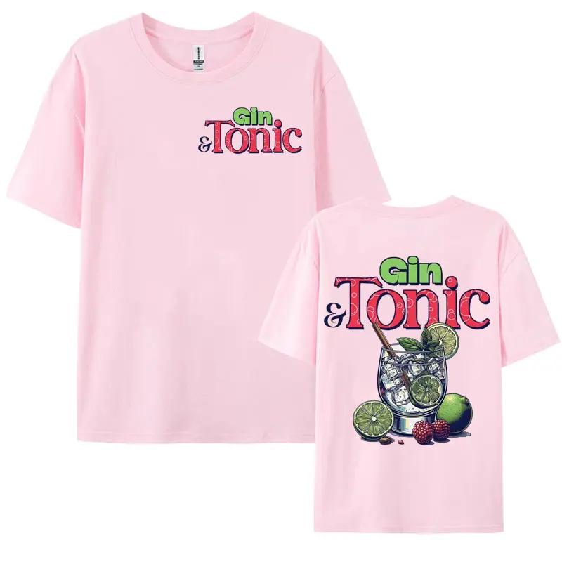 Funny GIN & TONIC Meme Graphic T-shirt Drink Cocktail Themed Gift T-shirts Men Women's Fashion Aesthetic Y2k Cotton T Shirt Tops