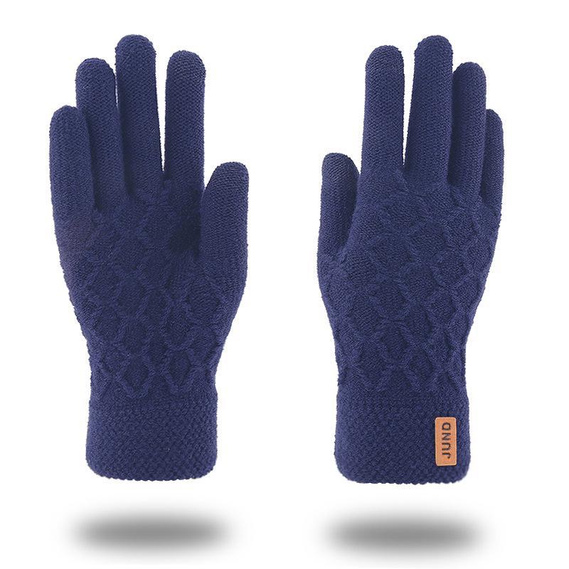 Men's Touchscreen Wool Gloves - Double-Layered, Velvet-Lined, and Warm for Autumn/Winter