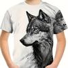 Summer Round Neck 3D Printed Wolf Pattern Top Fashionable Casual Cool Short Sleeved Children's Boy T-shirts