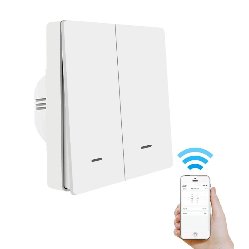 Factory Hot Sales Phone Wifi Controlled Light Switch 220V Remote Double Wall Light Switch with Tuya APP Control Function