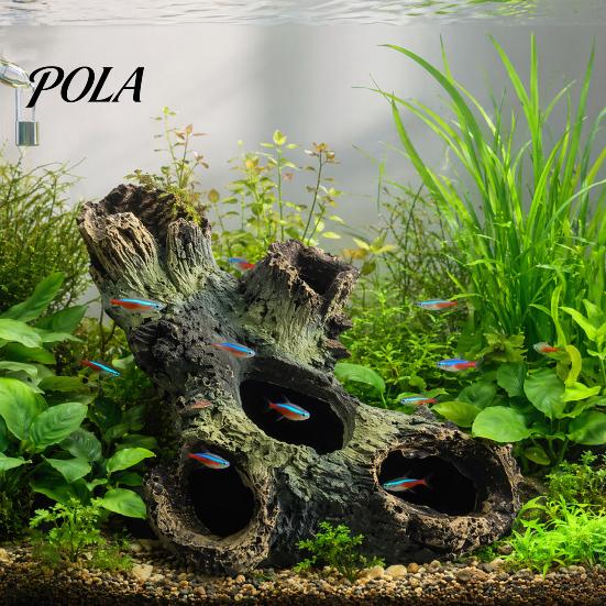 Non-toxic Fish Tank Ornament Decaying Trunk Aquarium Hide, Decorative Betta Hideout, with Multiple Holes Hide And Caves, Resin Log Hideout Cave