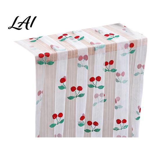 Seasonal Fruit Table Runner Sheer Tulle Lemon Pattern Cherry Runner Strawberry Summer Wedding Reception Tablecloth Overlay