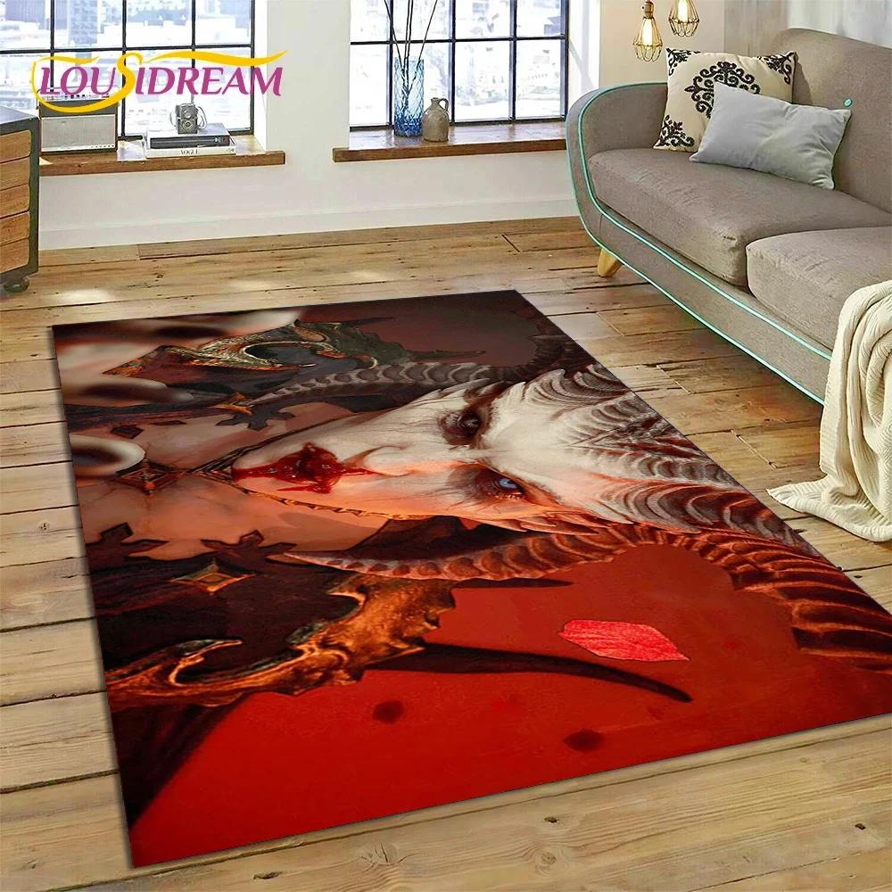 Alfombra de Juego Retro 3D de Diablo para Dormitorio, Sala de Estar, Decoración del Hogar, Sofá, Niños Jugando, Decoración Grande, Felpudo de Regalo