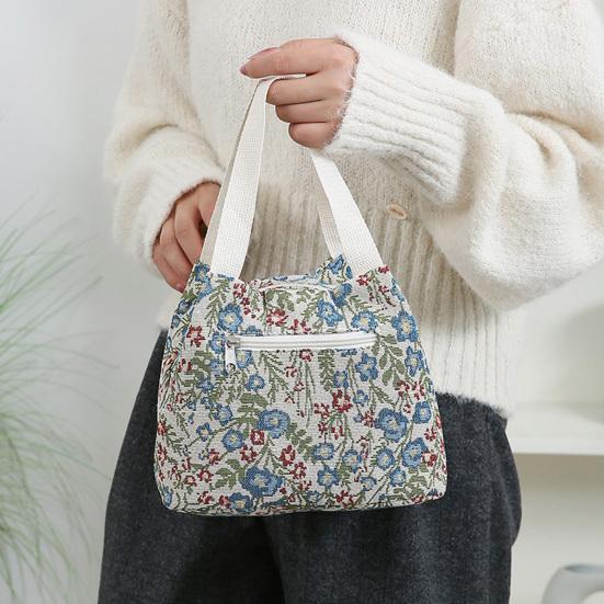Waterproof Lunch Bag Stylish Floral Lunch Tote Portable Lunch Box Carrier for Women Commuting Picnic Camping
