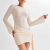 Yousheng Women's Sexy Bodycon Mini Dress Long Sleeve Backless Slim Dress Crew Neck Formal Evening Gown Party Club Dress