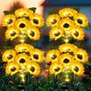 6 Head Solar Simulation Sunflower LED Lights with Luminous Pole for Garden Yard Lawn Patio Pathway Night Landscape Decor Lamp