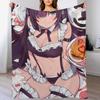 Maid Anime Girl Throw Blanket Durable Warm Blanket for Daily Home Use
