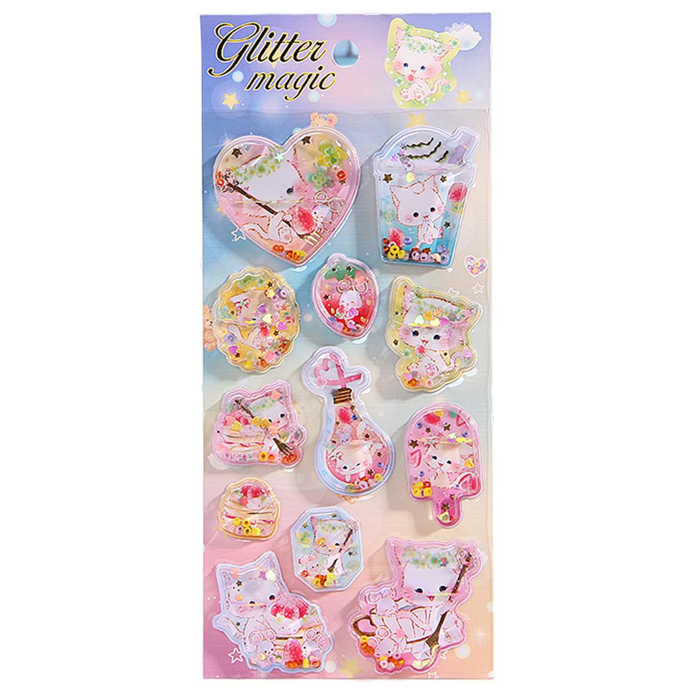 Kawaii 3D Dynamic Cartoon Stickers Dazzling Gemstone Dynamic Oiling Sticker Cute DIY Mobile Graffiti Decoration