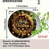 Golden Christmas Wreath Metal Wall Decor Rustic Holiday Sign with Pine Branches Stars Durable Indoor Outdoor Hanging