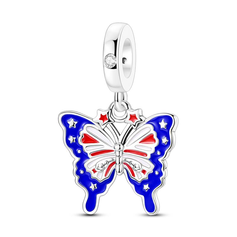 Copper Usa Eagle Banner Butterfly America Charms Beads Fit 3Mm Original Bracelets Diy Jewelry Souvenir Gift