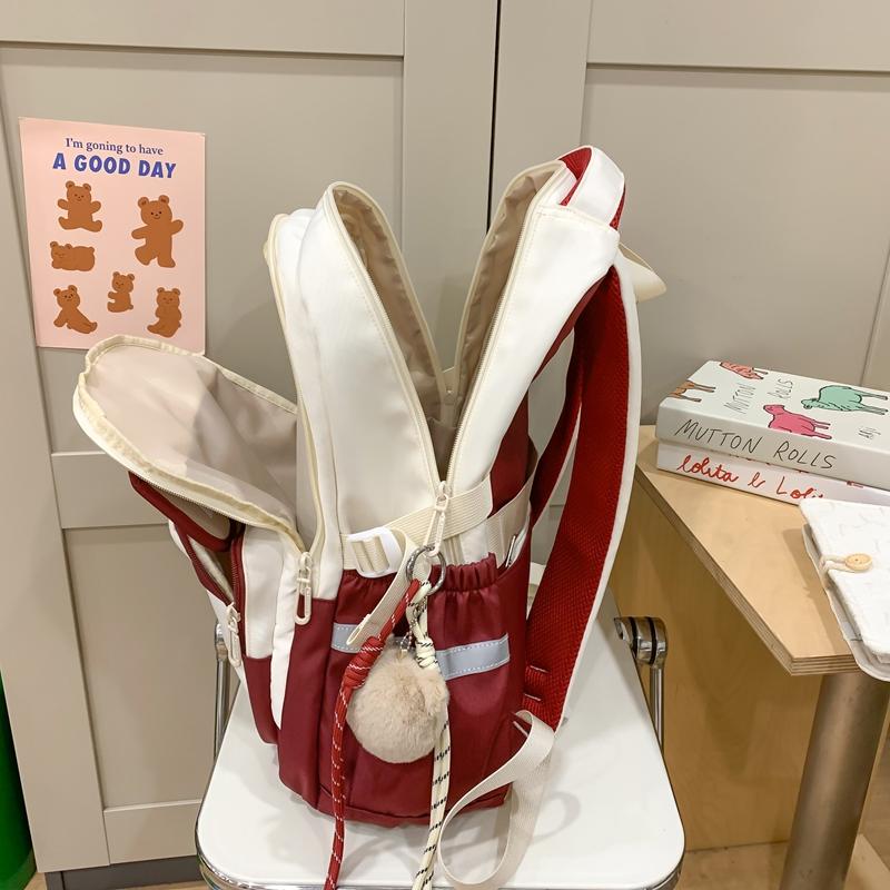 Dámský batoh s velkou kapacitou Studentská školní taška pro dívky Barevný blok batoh