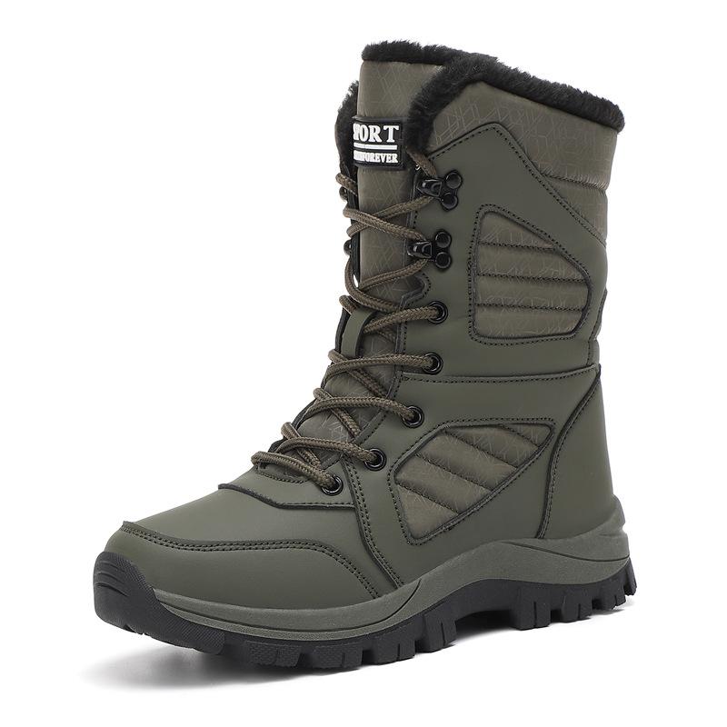 Large Size Winter New Cotton Shoes Men's Thickened Long-haired Piled Warm Snow Boots High-top Women's Boots Non-slip