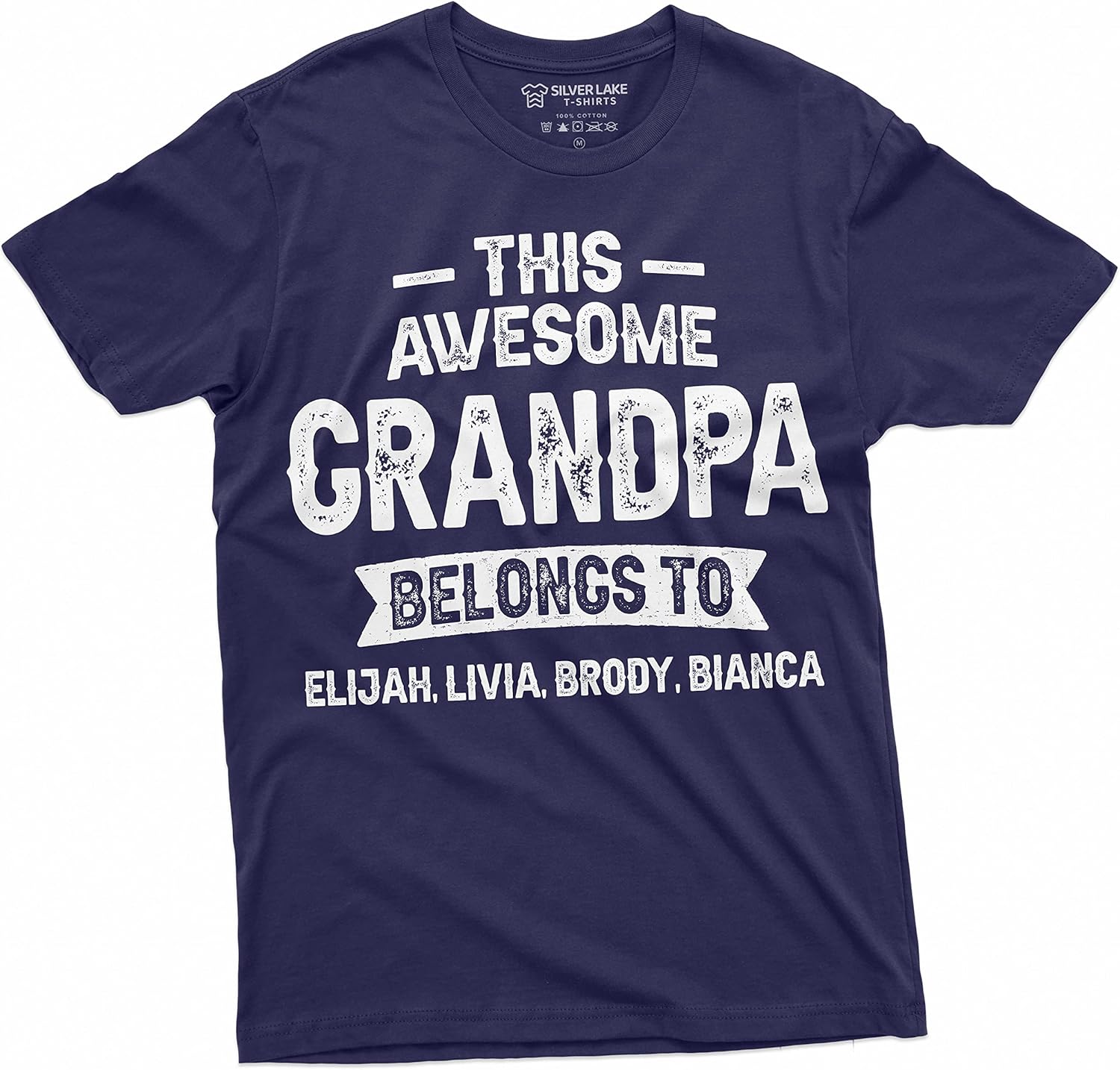 

This Grandpa Belongs to Grandkids Custom Name Personalized T-Shirt Grandfather Gift Tee 5XL різнокольоровий
