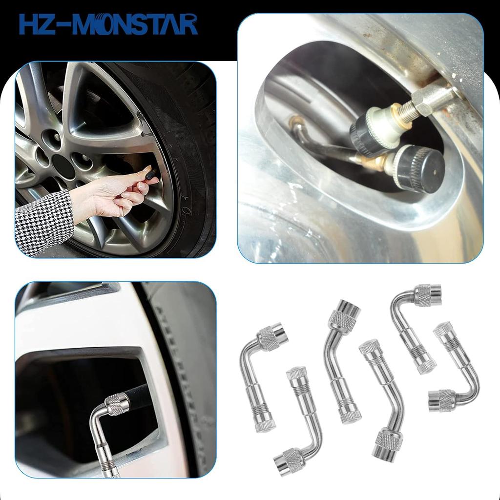 9Pcs Valve Stem Extenders Dually Valve Stem Extenders, 45 90 135 Degree Angled Tire Valve Extension Adapter Universal Valve Stem Extensions