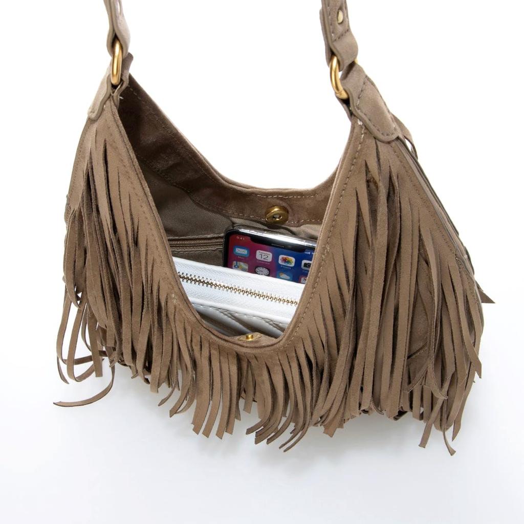 Suede Fringe Semi-shoulder Bag