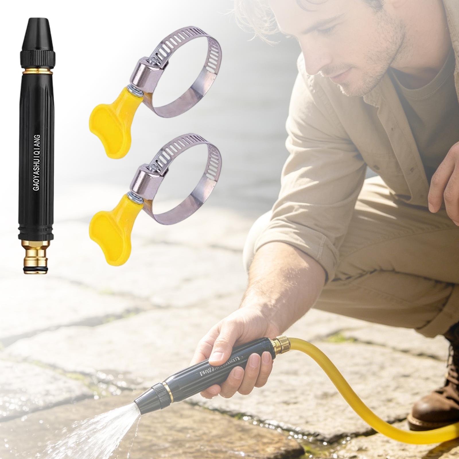 

Garden Hose Nozzle Spray Head with Adjustable Water Flow and 2 Hose Clamps for Car Washing and Watering Plants Suitable for Standard Hoses One Size