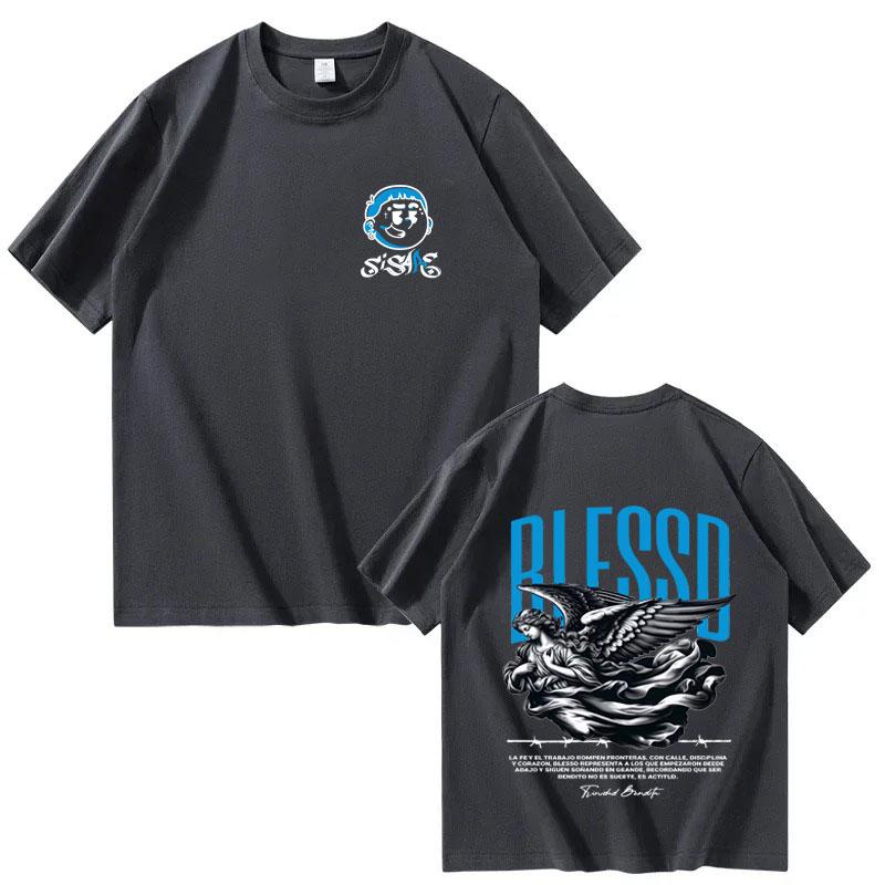 Hip Hop Rapper Bless Harajuku Graphics Unisexs And Unisexs Sporty Casual Tshirt Fashion Summer Print 100 Pure Cotton Tshirt