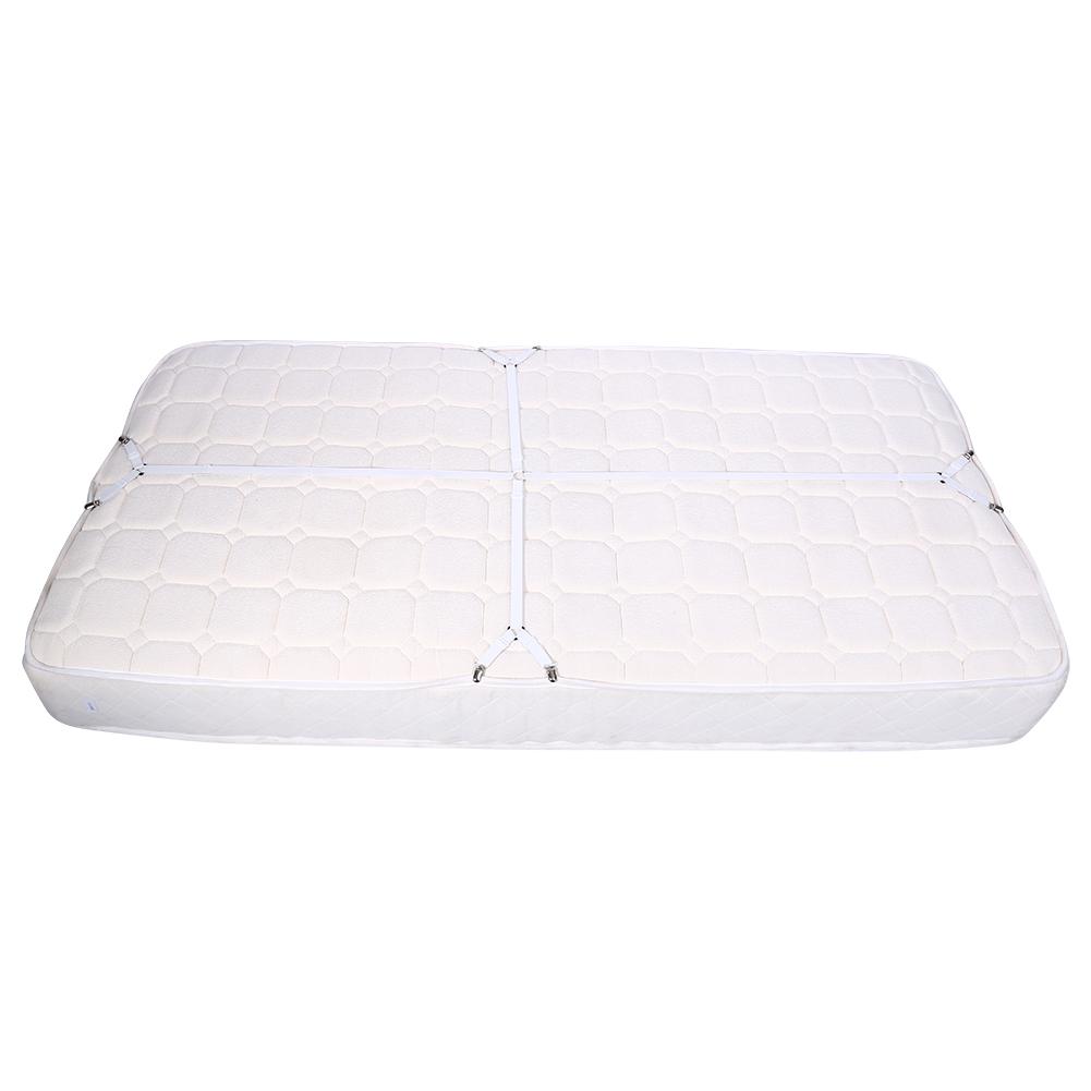Elastic Crisscross Bed Mattress Sheet Straps Clips Triangle Grippers Holder Fasteners White