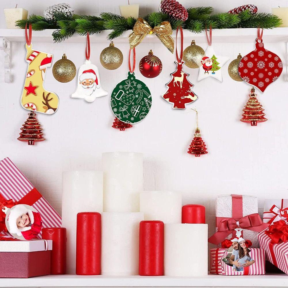 10Pcs Multishape Christmas Tree Hanging Pendant Star Clear Circles Discs  Home Party Supplies