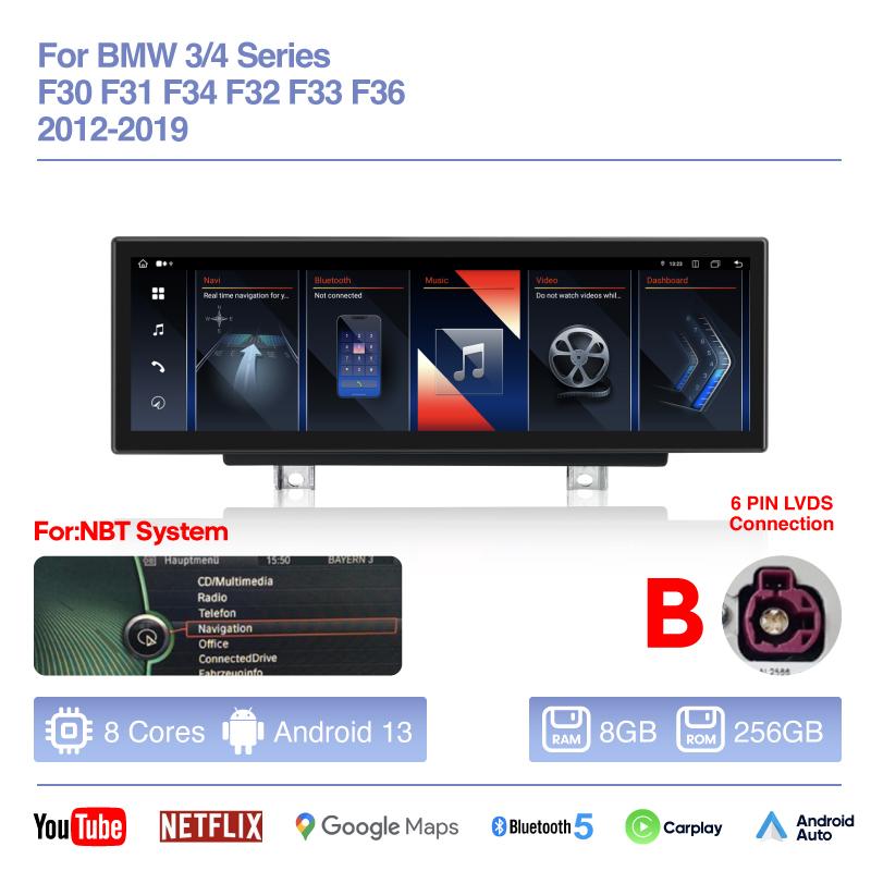 Android 13 For For BMW 3/4 Series F30 F31 F32 F33 F34 Multimedia Video Player GPS Navigation Radio 14.9Inch Auto Carplay 4G 360