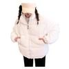 Women's Winter Jacket Corduroy Puffer Short Down Jacket Warm Quilted Cotton Coat Stand Collar Outerwear for Daily Life Work School