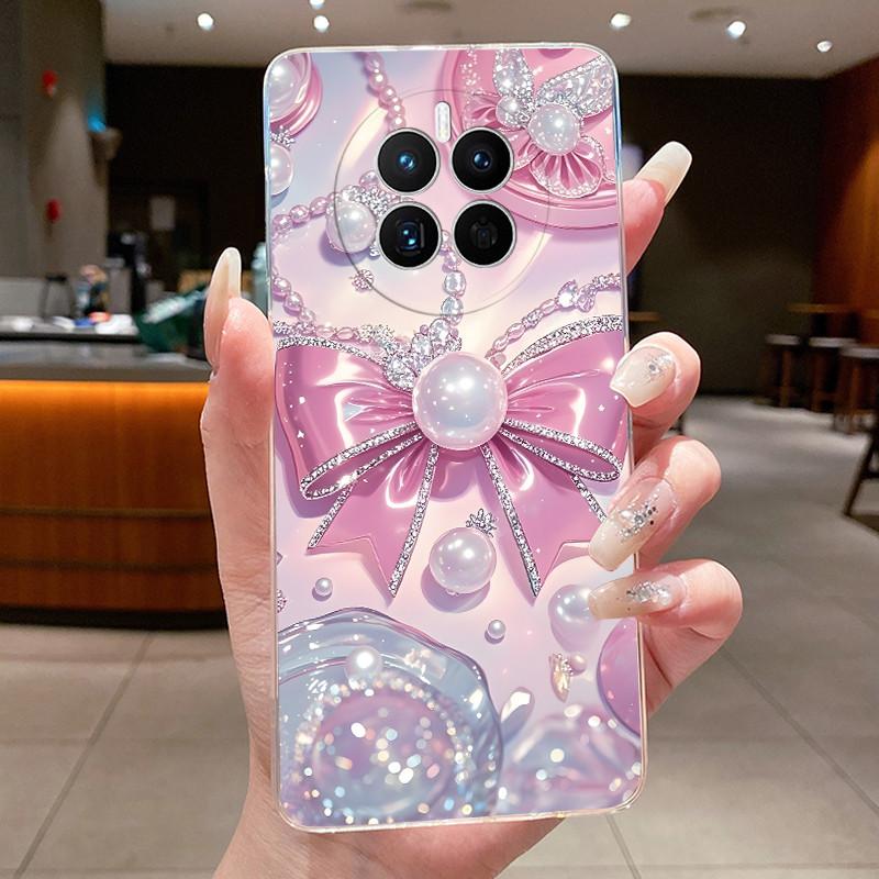 Phone Case For Huawei Mate 50 50E Butterfly Bow Protective Casing For Huawei Mate 50 Pro Transparent Soft Silicone TPU Cover