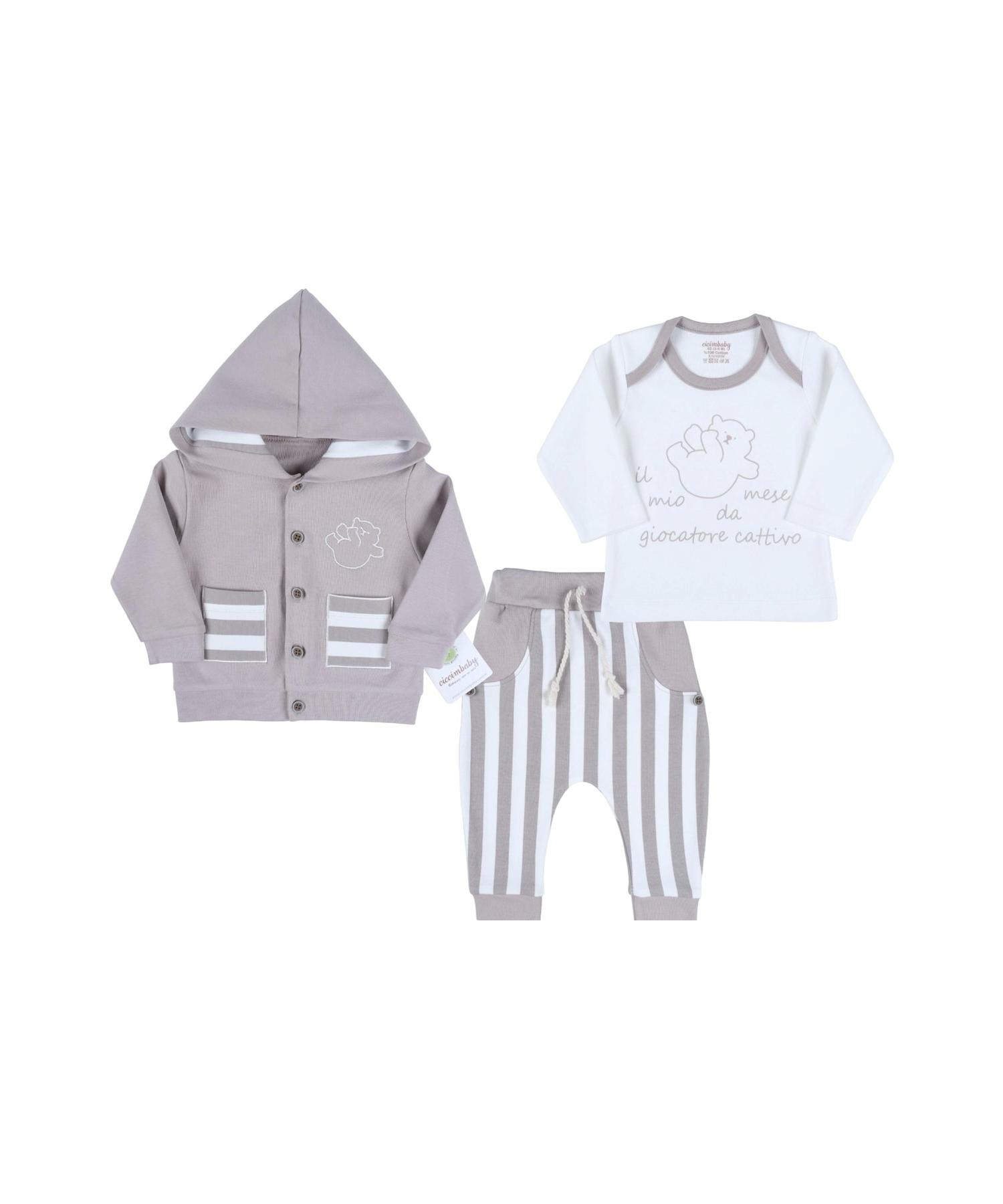 

Teddy Bear Embroidered Cardigan 100% Cotton Baby Boy Set
