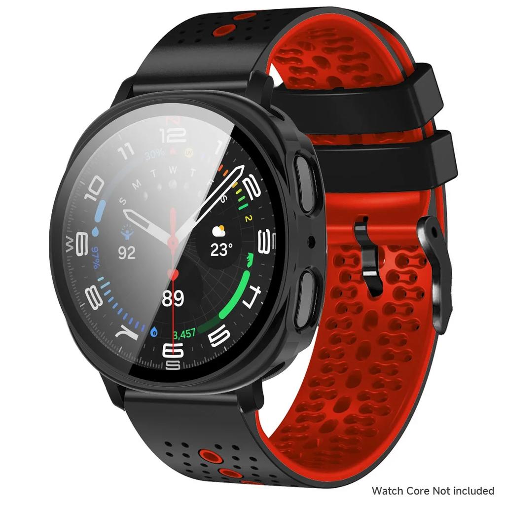 Silikonarmband+PC-Hülle für Samsung Galaxy Watch 8 40mm 44mm Sportarmband Schutzhülle mit gehärteter Folie für Galaxy Watch 8