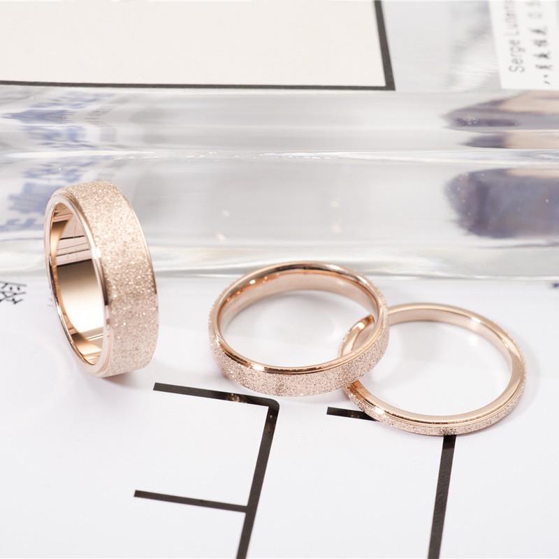 Rose Gold Color Frosted Finger Ring for Woman Man Wedding  316L Stainless Steel Top Quality Never Fade