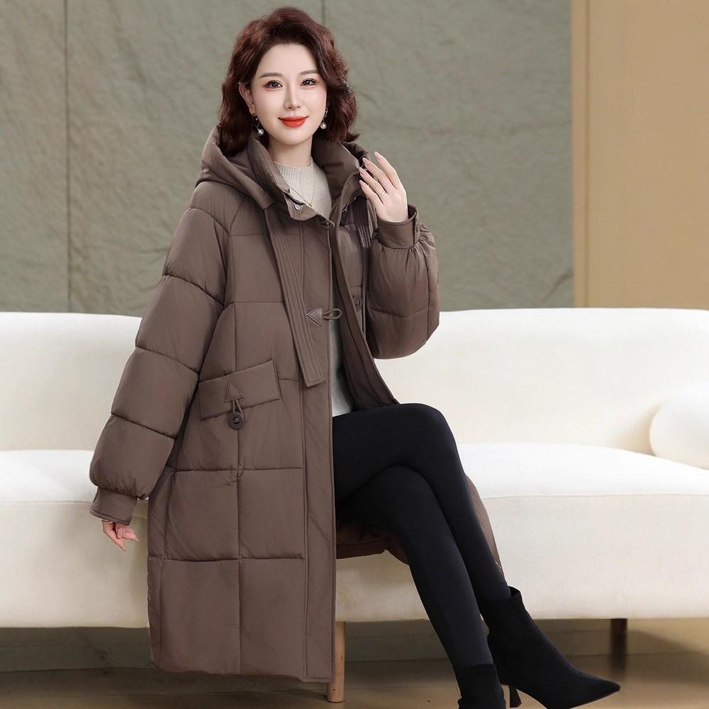 Mom winter padded jacket medium and long new middle-aged and elderly autumn and winter down padded jacket large size padded jacket women