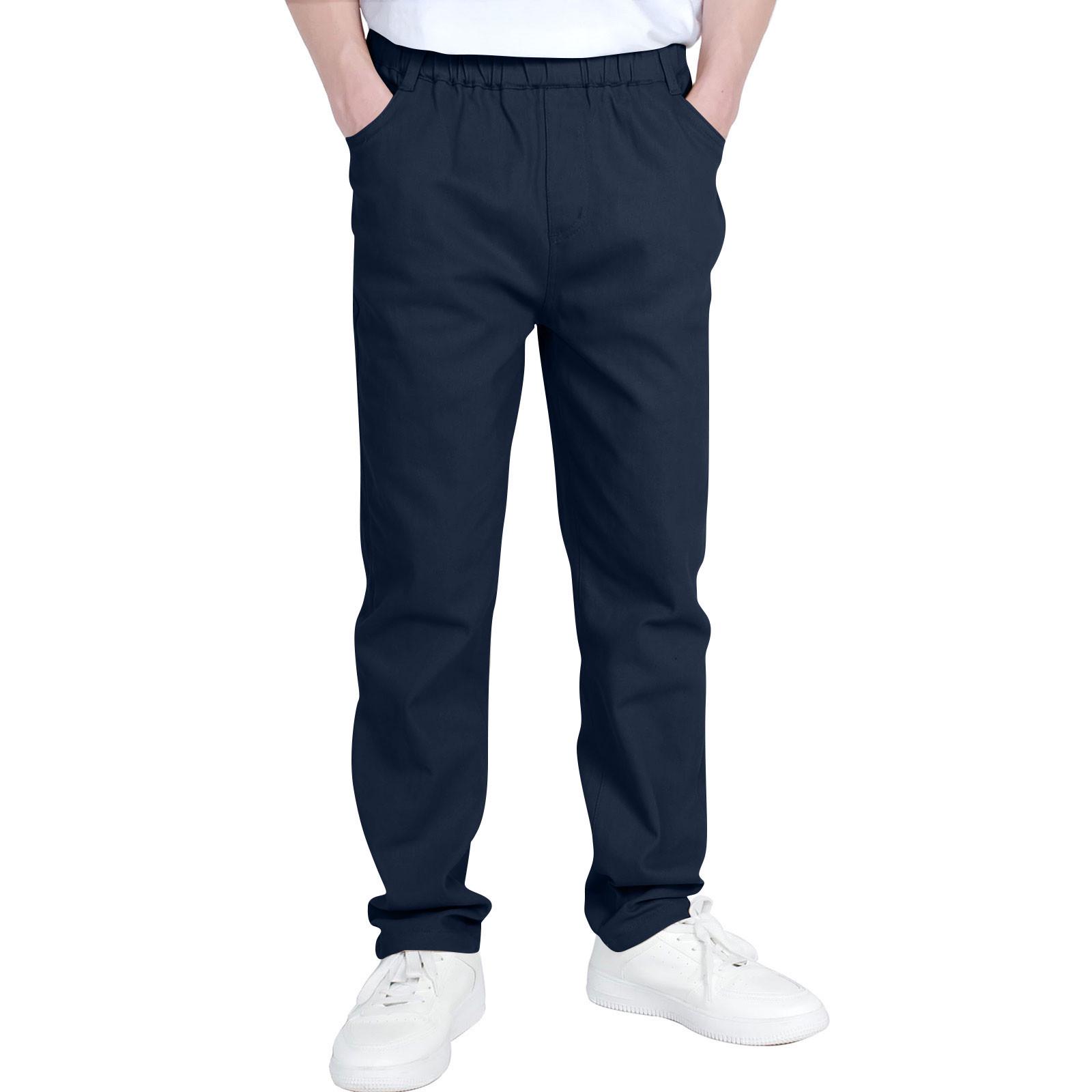 

2025 European and American Kids Multi-Pocket Elastic Cargo Pants for Boys & Girls - Mid-to-Large Casual Sportswear 130 cm темно-синього кольору