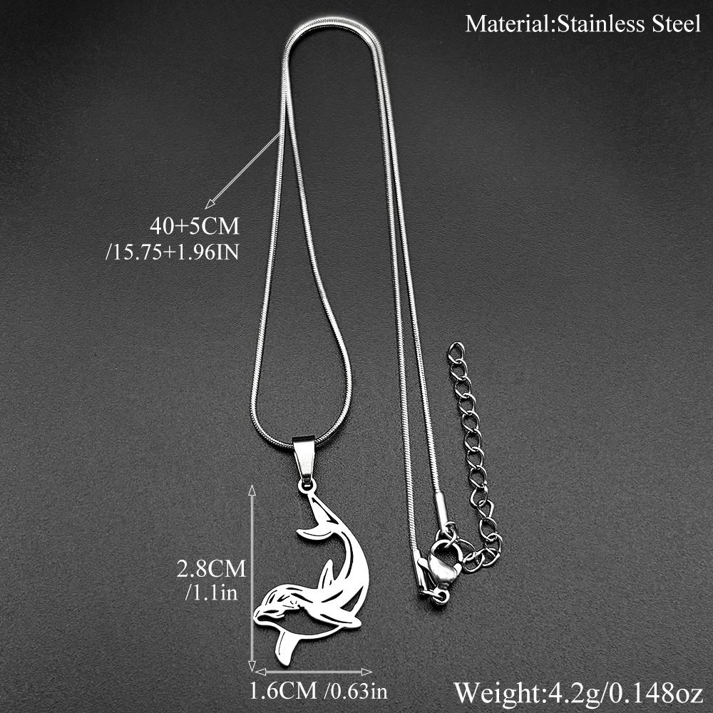 Jumping Dolphins Figure Chain For Women Men Stainless Steel Gold Color Ocean Life Animal Cute Pendant Necklace Jewelry Gifts