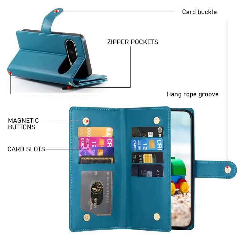 Crossbody Card Leather Wallet Case for Google Pixel 10 9 Pro XL 10A 9 9A 8A 8 7A 7 Pixel9 Pixel10 Lanyard Purse Phone Cover
